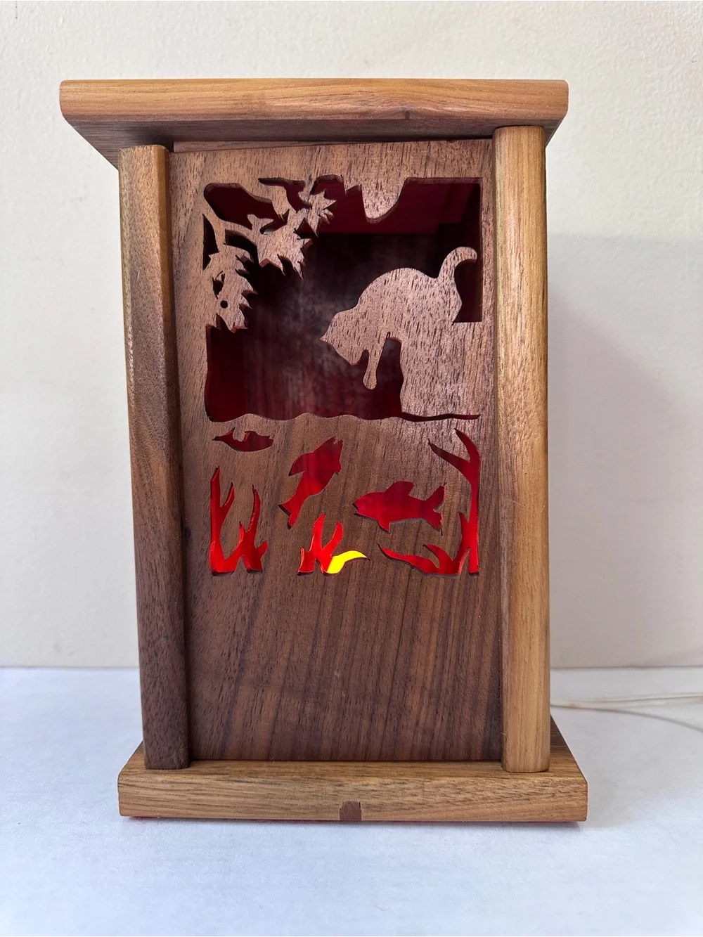 Vintage Handmade Wooden Silhouette Light Box Night Lamp Interchangeable Slats